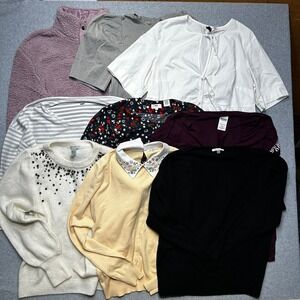 Mixed Brand Women Tops Lot 9pc Size Chest 19-20 Multicolor Cotton Knit‎ Casual